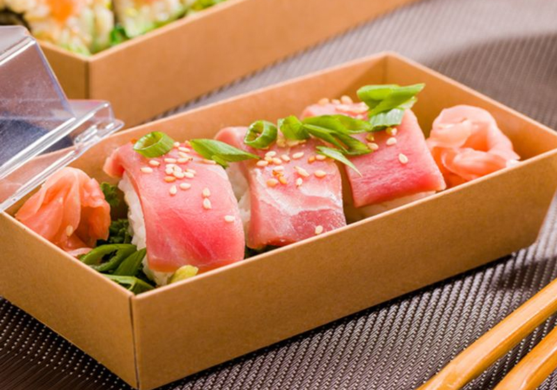 Jednorázová biologicky odbouratelná papírová krabička na sushi